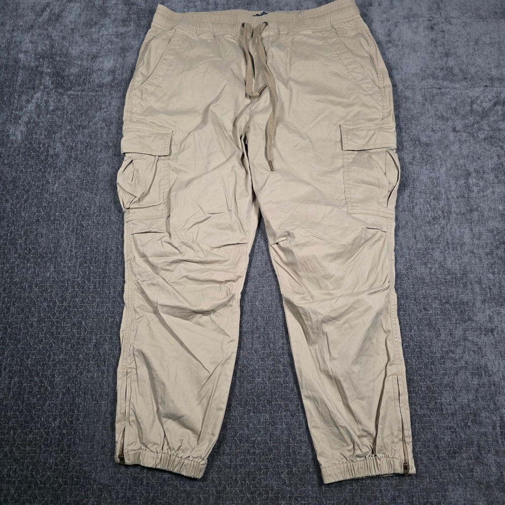 Polo Ralph Lauren Cargo Jogger Pants Mens Large Khaki Tan Zipper Cuff Utility